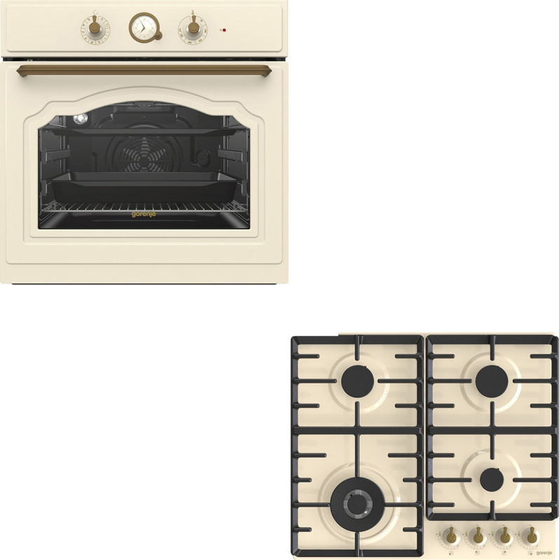 Gorenje BOS67372CLI + GW642CLI Φούρνος άνω Πάγκου 77lt με Εστίες Αερίου Π59.5εκ. Εγγλυση 4 Έτη