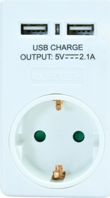 Powertech 2x USB Wall Adapter Λευκό (PT-767)