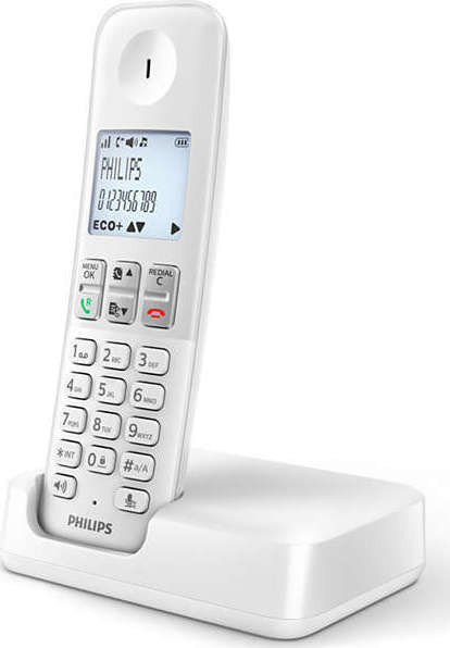 Philips D2501w Ασύρματο Τηλέφωνο με Ελληνικό Μενού Λευκό