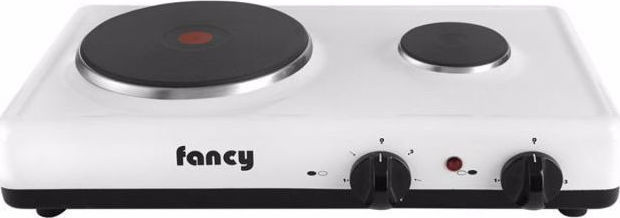 Fancy 0013 Επιτραπέζια Εστία Εμαγιέ Διπλή Λευκή 0013 Made In Greece