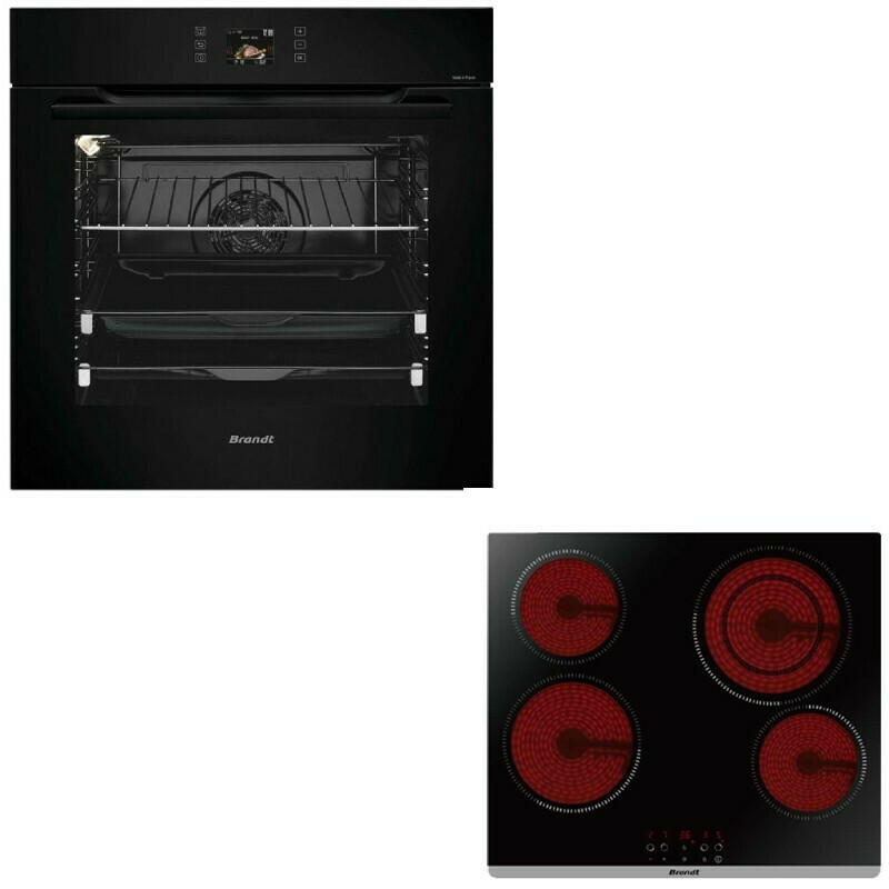 Brandt BOP7568BB + BPV 6421B Φούρνος άνω Πάγκου 73lt με Κεραμικές Εστίες Π56εκ. Μαύρος