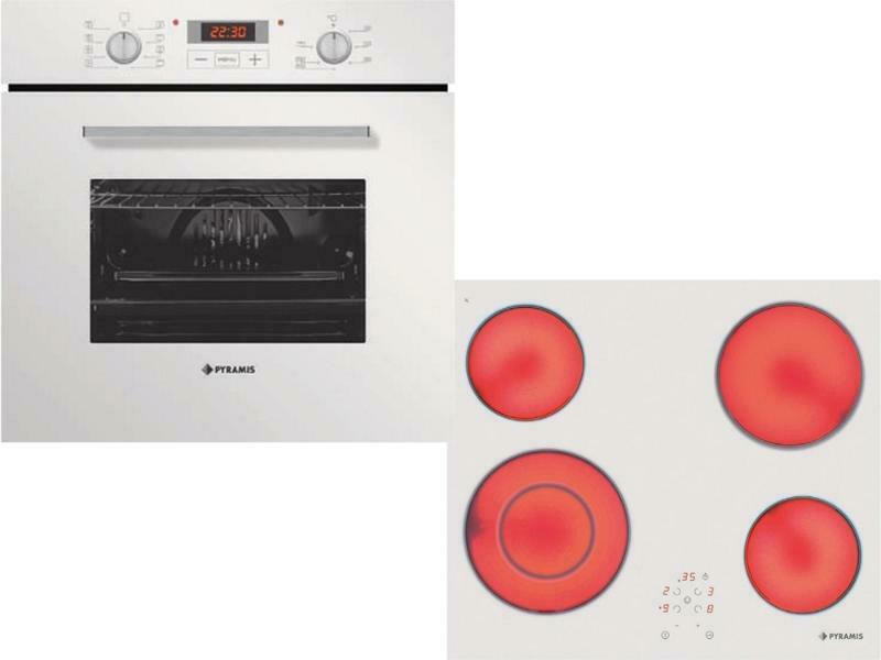 Pyramis 60ΑΠ 3070 + 58HL 536 Φούρνος άνω Πάγκου 66lt με Κεραμικές Εστίες Π59.5εκ. Λευκός