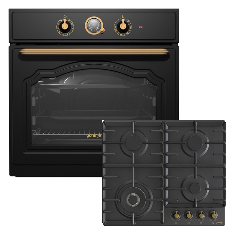 Gorenje BOS67372CLB + EW642CLB Φούρνος άνω Πάγκου 77lt με Εστίες Αερίου Π59.5εκ Εγγύηση 4 Έτη