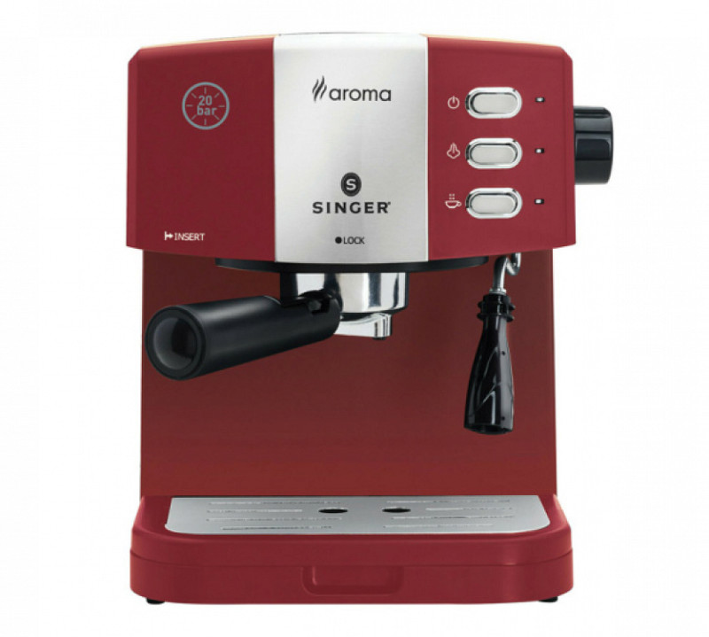 Singer Μηχανή Espresso 850W Πίεσης 20bar Κόκκινη