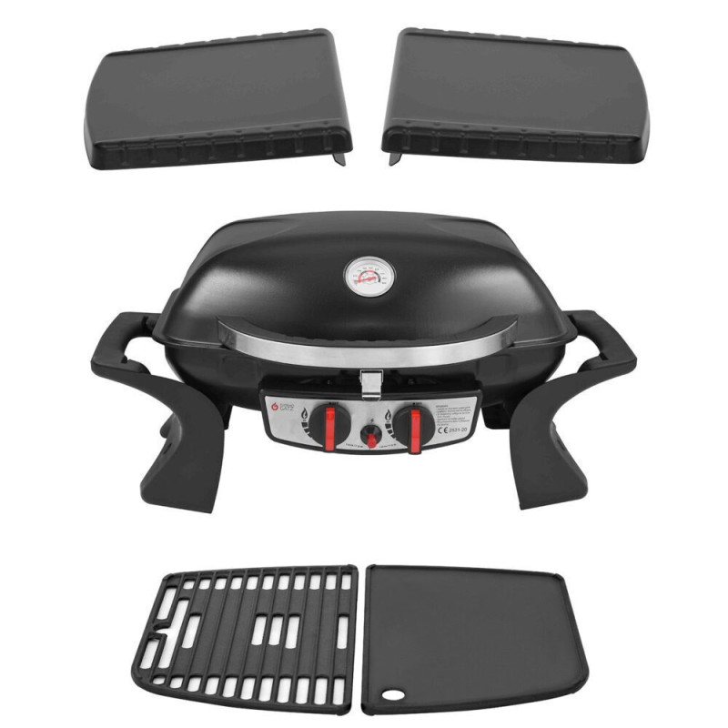 Thermogatz GS GRILL 2 MINI Φορητή Ψησταριά Υγραερίου Μαντεμένιας Σχάρας και Πλάκας με 2 Εστίες 5kW