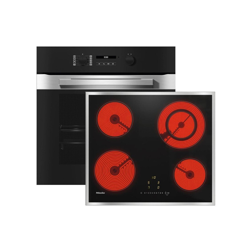 Miele H 2861-1 B + KM 6520 FR Φούρνος άνω Πάγκου 76lt με Κεραμικές Εστίες Π59.6εκ. Inox