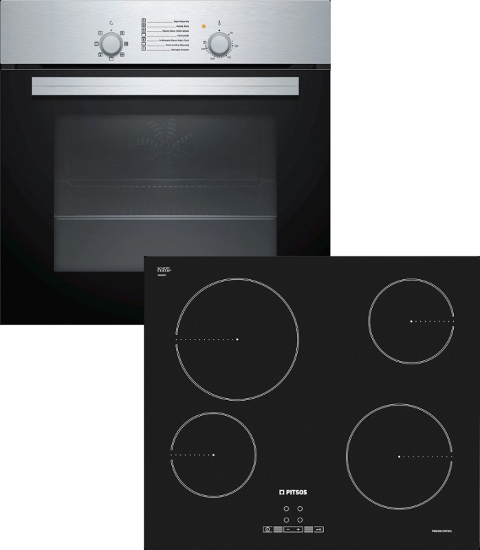SET Φούρνος άνω Πάγκου 66lt με Κεραμικές Εστίες Π59.4εκ. Pitsos PA00FF02 (PH00M00X1 + CRE611S06) 