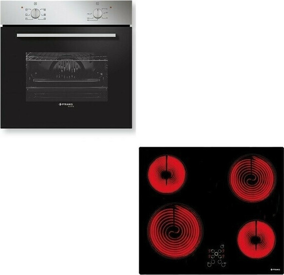 Pyramis 60ΑΠ 1006A + 58HL 4007 Φούρνος άνω Πάγκου 66lt με Κεραμικές Εστίες Π59.5εκ.