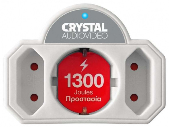 Πολύπριζο Ασφαλείας Crystal Audio SPW21-1300-70 3 Θέσεων Λευκό 
