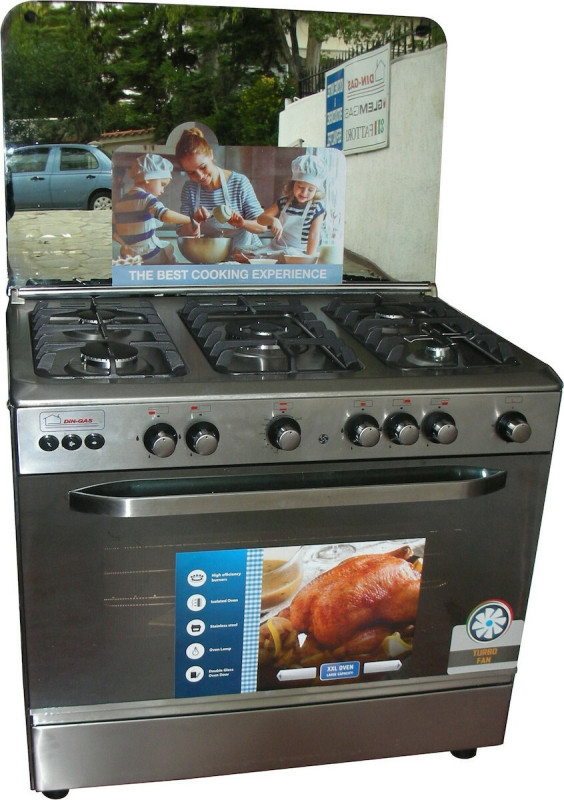 Din Gas 9905 SF Κουζίνα Αερίου 115lt με Εστίες Αερίου Π90εκ. Inox