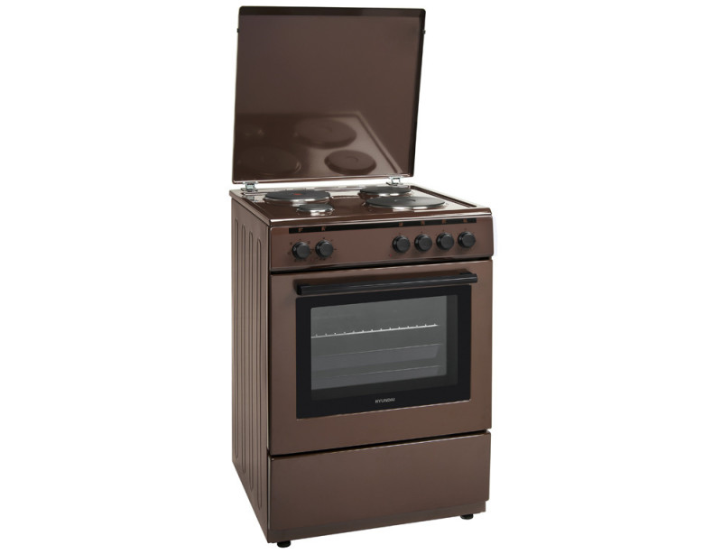 Hyundai HCMU22-6560E/BR Κουζίνα 72lt με Εμαγιέ Εστίες Π60εκ. Καφέ