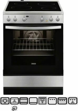 Zanussi ZCV65020XA Κουζίνα 73lt με Κεραμικές Εστίες Π59.6εκ. Inox