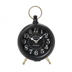 Ρολόι Επιτραπέζιο Στρογγυλό Μεταλλικό Μαύρο 25εκ. Espiel (LOG631)