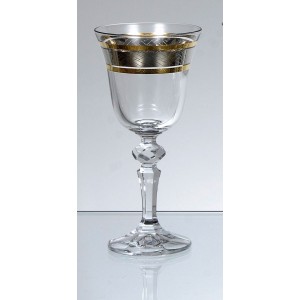 Vintage Ποτήρι Κρασιού για Δίσκο Γάμου Κρυστάλλινο με σχέδιο από χρυσό&πλατίνα(Laura-5)