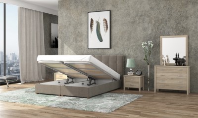 Ντυμένο Κρεβάτι Νο66 160x200 Με Αποθηκευτικό Χώρο