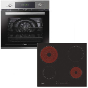 Candy FCT615XL + CH64CCB/4U Φούρνος άνω Πάγκου 70lt με Κεραμικές Εστίες Π59.5εκ. Inox A