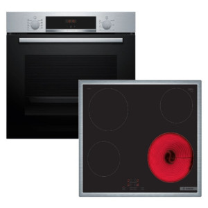 Bosch Σετ Φούρνος Ανω Πάγκου HBA514BS3 + Εστίες Κεραμικές PKE645BA2E
