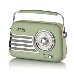 Haeger RB-GRE.001A Retro Φορητό Ραδιόφωνο Μπαταρίας με Bluetooth και USB Πράσινο